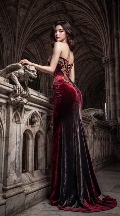 score_9, masterpiece, best quality, ultra-detailed, high-budget anime keyframe, editorial fashion photography, tasteful artistic composition, Korean woman. low angle full-body shot from head to toe showing her feet, filling the entire 9:16 vertical f