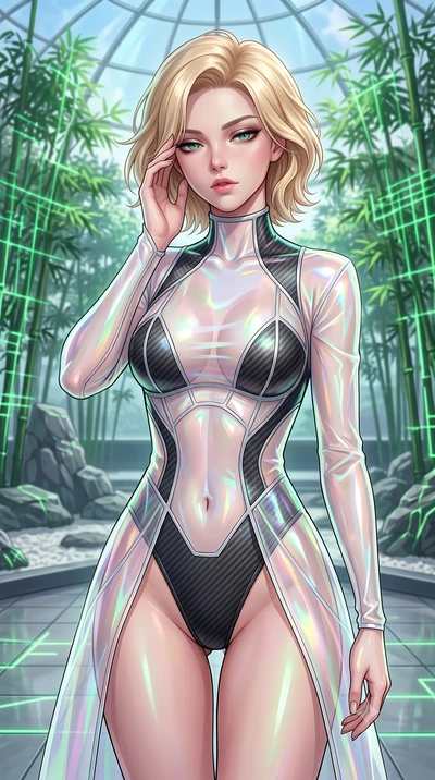score_9, masterpiece, best quality, ultra-detailed, high-budget anime keyframe, editorial fashion photography, tasteful artistic composition, Caucasian woman. close-up cowboy shot from the waist and thighs up, the character dominates the composition,