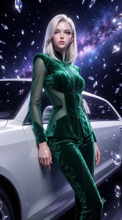 score_9, masterpiece, best quality, ultra-detailed, High-budget Anime Keyframe, editorial fashion photography, tasteful artistic composition, realistic cosplay photography, Caucasian woman, strictly human ears. Low angle cowboy shot filling the entir