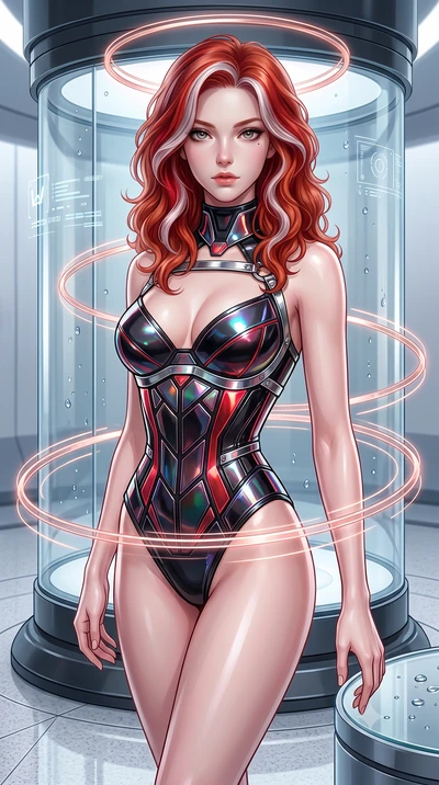 score_9, masterpiece, best quality, ultra-detailed, high-budget anime keyframe, editorial fashion photography, tasteful artistic composition, Caucasian woman. close-up cowboy shot from the waist and thighs up, the character dominates the composition,