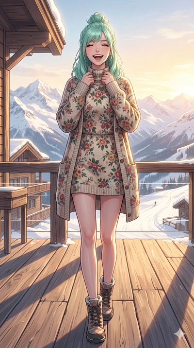 score_9, masterpiece, best quality, ultra-detailed, high-budget anime keyframe, vibrant anime aesthetic, Japanese woman. low angle full-body shot from head to toe showing her feet, filling the entire 9:16 vertical frame with her statuesque presence, 