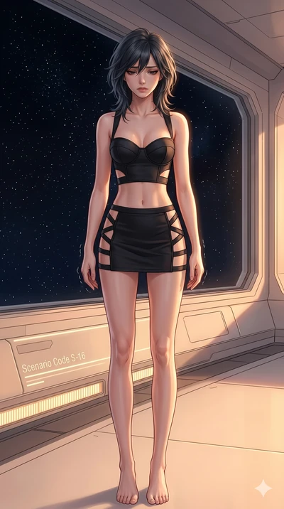 score_9, masterpiece, best quality, ultra-detailed, high-budget anime keyframe, editorial fashion photography, tasteful artistic composition, Caucasian woman, strictly human ears. cowboy shot from the thighs up, character and outfit filling the frame