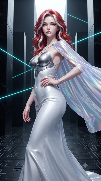 score_9, masterpiece, best quality, ultra-detailed, high-budget anime keyframe, editorial fashion photography, tasteful artistic composition, Caucasian woman. close-up cowboy shot from the waist and thighs up, the character dominates the composition,