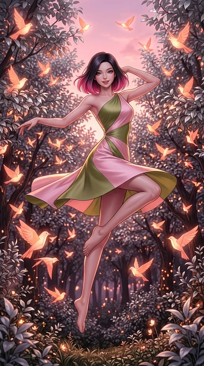 score_9, masterpiece, best quality, ultra-detailed, high-budget anime keyframe, editorial fashion photography, tasteful artistic composition, Korean woman. low angle full-body shot from head to toe showing her feet, filling the entire 9:16 vertical f