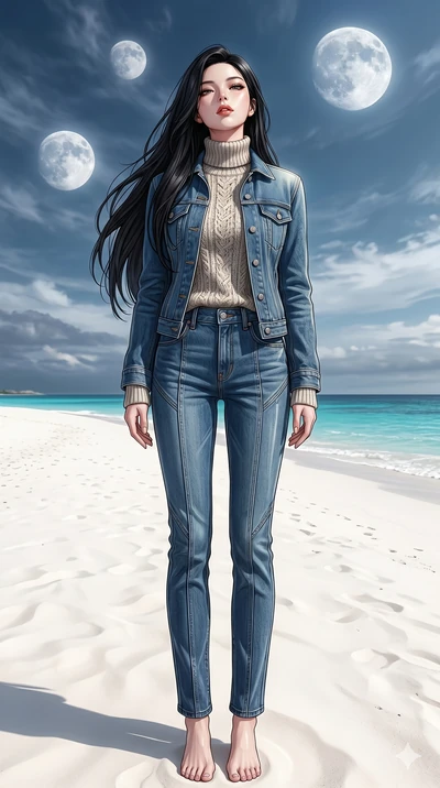score_9, masterpiece, best quality, ultra-detailed, high-budget anime keyframe, editorial fashion photography, tasteful artistic composition, Korean woman. low angle full-body shot from head to toe showing her feet, filling the entire 9:16 vertical f