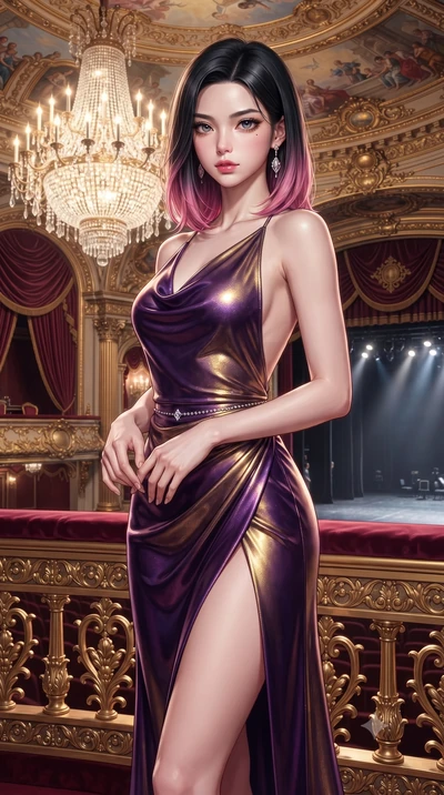 score_9, masterpiece, best quality, ultra-detailed, high-budget anime keyframe, editorial fashion photography, tasteful artistic composition, Korean woman. close-up cowboy shot from the waist and thighs up, the character dominates the composition, fi