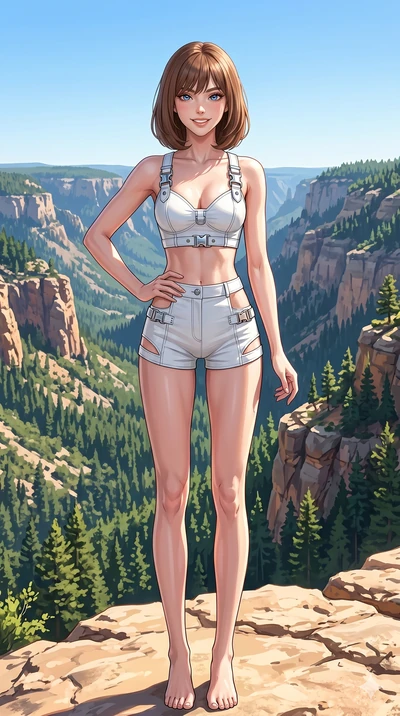 score_9, masterpiece, best quality, ultra-detailed, high-budget anime keyframe, editorial fashion photography, tasteful artistic composition, Caucasian woman, strictly human ears. cowboy shot from the thighs up, character and outfit filling the frame