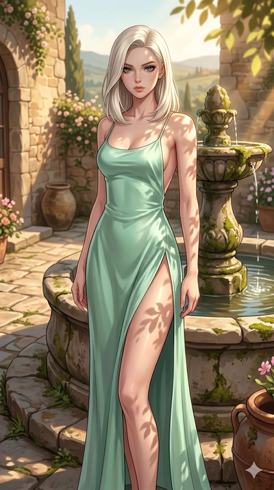 score_9, masterpiece, best quality, ultra-detailed, high-budget anime keyframe, editorial fashion photography, tasteful artistic composition, Caucasian woman, strictly human ears. cowboy shot from the thighs up, character and outfit filling the frame