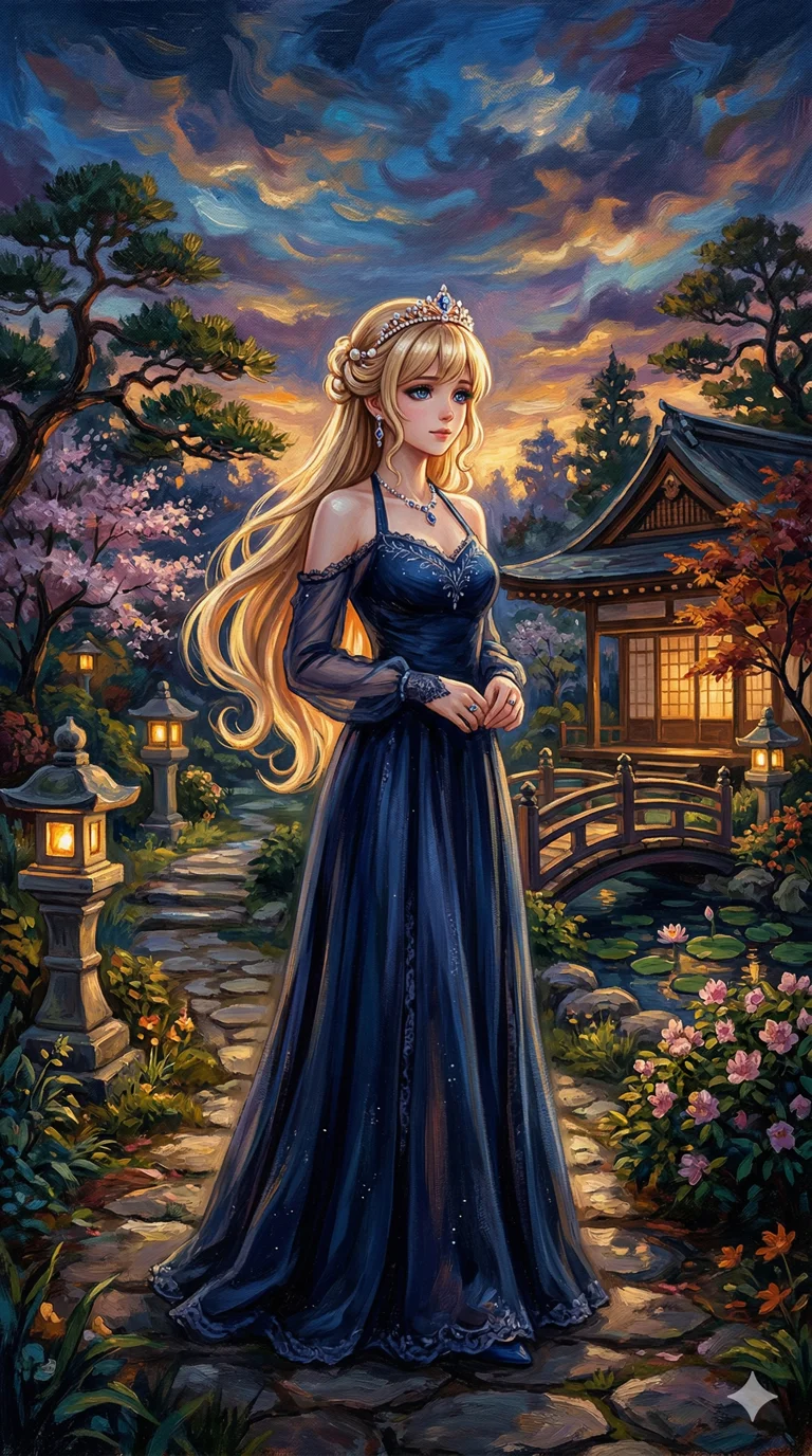 An illustration of a female idol character in anime style. She has long, dark violet hair with pink stripes, 6-edged star pupils, and is wearing a cute casual outfit while sitting on a wooden chair with a retro-style TV on her lap. 4k, ultra detail, master piece, 9:16 ratio