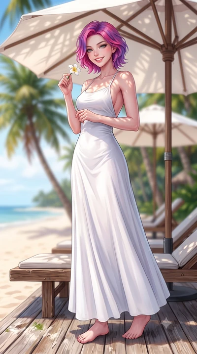 score_9, masterpiece, best quality, ultra-detailed, high-budget anime keyframe, editorial fashion photography, tasteful artistic composition, Caucasian woman. low angle full-body shot from head to toe showing her feet, filling the entire 9:16 vertica