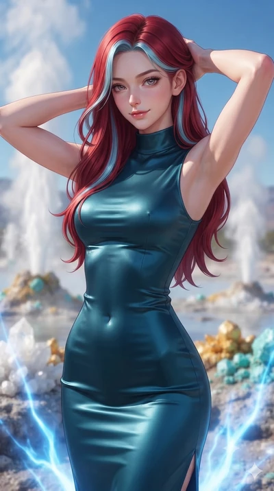 score_9, masterpiece, best quality, ultra-detailed, high-budget anime keyframe, editorial fashion photography, tasteful artistic composition, Caucasian woman, strictly human ears. close-up cowboy shot from the waist and thighs up, the character domin