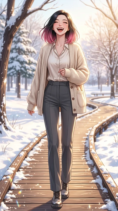 score_9, masterpiece, best quality, ultra-detailed, high-budget anime keyframe, vibrant anime aesthetic, Korean woman. low angle full-body shot from head to toe showing her feet, filling the entire 9:16 vertical frame with her statuesque presence, st
