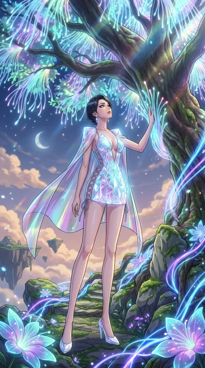 score_9, masterpiece, best quality, ultra-detailed, High-budget Anime Keyframe, vibrant colors, fluid line-art, expressive lighting, cinematic composition, Ufotable-style visual effects, top-tier animation quality, Korean woman with idol-like refined