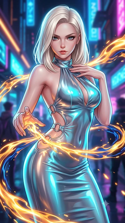 score_9, masterpiece, best quality, ultra-detailed, high-budget anime keyframe, semi-realistic 3D game render, editorial fashion photography, tasteful artistic composition, Caucasian woman. close-up cowboy shot from the waist and thighs up, the chara