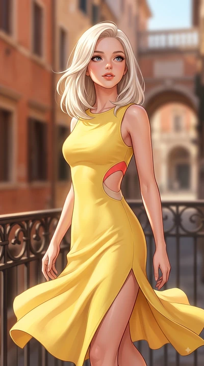 score_9, masterpiece, best quality, ultra-detailed, high-budget anime keyframe, editorial fashion photography, tasteful artistic composition, Caucasian woman. close-up cowboy shot from the waist and thighs up, the character dominates the composition,