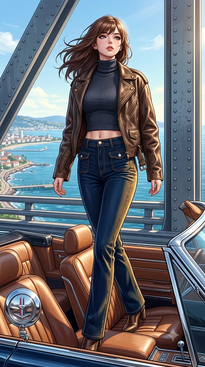 score_9, masterpiece, best quality, ultra-detailed, high-budget anime keyframe, semi-realistic 3D game render, editorial fashion photography, tasteful artistic composition, Korean woman. low angle full-body shot from head to toe showing her feet, fil