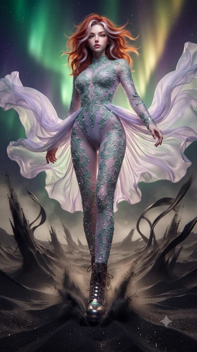 score_9, masterpiece, best quality, ultra-detailed, high-budget anime keyframe, editorial fashion photography, tasteful artistic composition, realistic cosplay photography, Caucasian woman, strictly human ears. low angle full-body shot from head to t