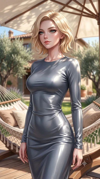 score_9, masterpiece, best quality, ultra-detailed, high-budget anime keyframe, editorial fashion photography, tasteful artistic composition, Caucasian woman. close-up cowboy shot from the waist and thighs up, the character dominates the composition,