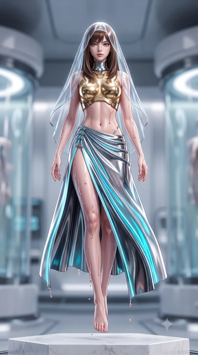 score_9, masterpiece, best quality, ultra-detailed, high-budget anime keyframe, editorial fashion photography, tasteful artistic composition, Korean woman. low angle full-body shot from head to toe showing her feet, filling the entire 9:16 vertical f