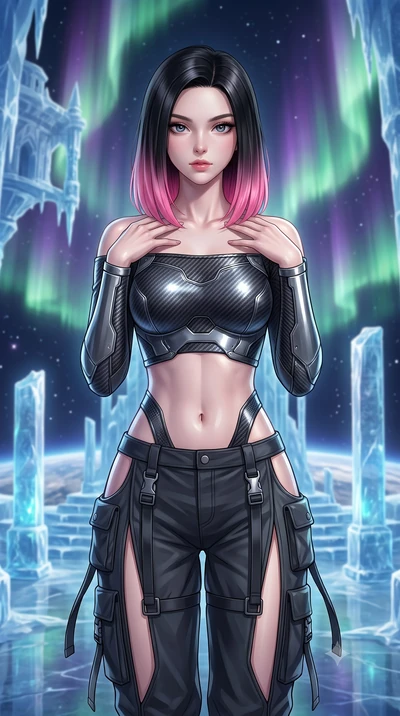 score_9, masterpiece, best quality, ultra-detailed, high-budget anime keyframe, editorial fashion photography, tasteful artistic composition, Korean woman. close-up cowboy shot from the waist and thighs up, the character dominates the composition, fi