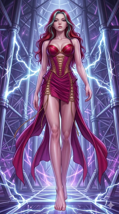 score_9, masterpiece, best quality, ultra-detailed, high-budget anime keyframe, editorial fashion photography, tasteful artistic composition, Caucasian woman, strictly human ears. low angle full-body shot from head to toe showing her feet, filling th