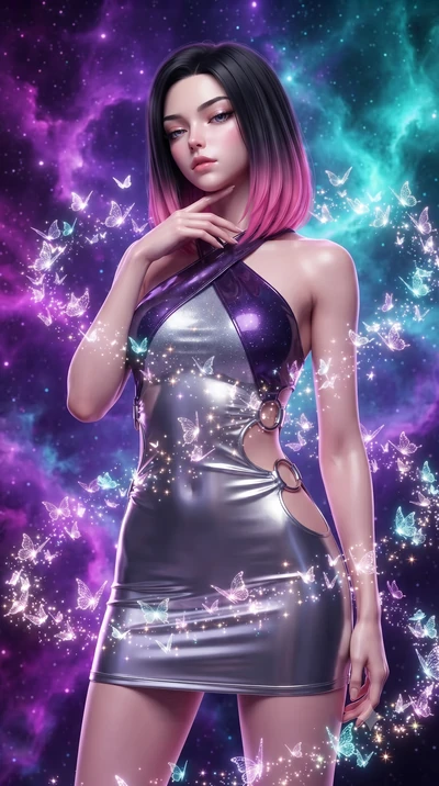 score_9, masterpiece, best quality, ultra-detailed, high-budget anime keyframe, editorial fashion photography, tasteful artistic composition, Korean woman. close-up cowboy shot from the waist and thighs up, the character dominates the composition, fi