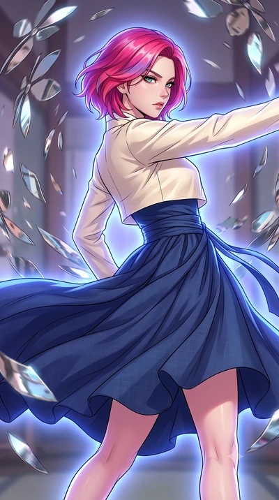 score_9, masterpiece, best quality, ultra-detailed, high-budget anime keyframe, clean line-art, cel-shading, Caucasian woman, strictly human ears. close-up cowboy shot from the waist and thighs up, the character dominates the composition, filling the