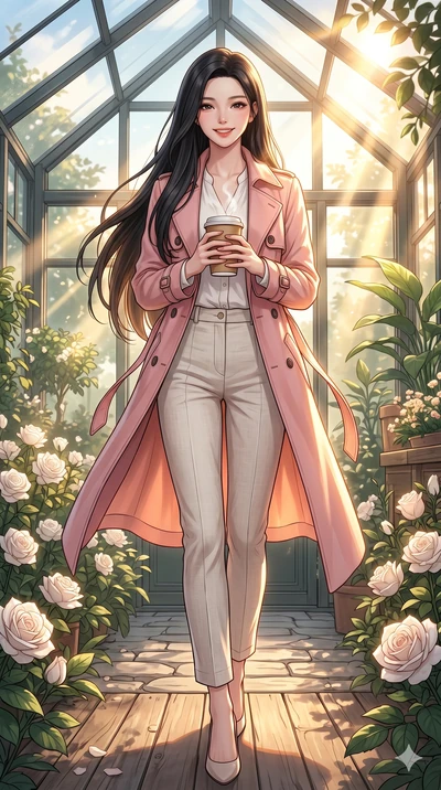 score_9, masterpiece, best quality, ultra-detailed, high-budget anime keyframe, vibrant anime aesthetic, Korean woman. low angle full-body shot from head to toe showing her feet, filling the entire 9:16 vertical frame with her statuesque presence, st