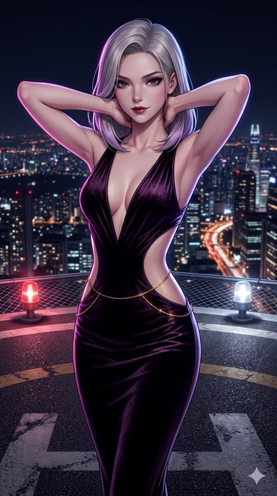 score_9, masterpiece, best quality, ultra-detailed, high-budget anime keyframe, semi-realistic 3D game render, editorial fashion photography, tasteful artistic composition, Caucasian woman. close-up cowboy shot from the waist and thighs up, the chara