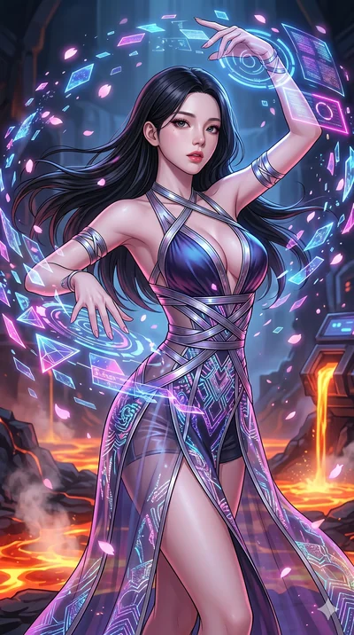score_9, masterpiece, best quality, ultra-detailed, high-budget anime movie keyframe, cinematic anime lighting, intricate line art, Caucasian (strictly human ears) woman. Upper body filling screen focusing on her alluring features and slim-fit silhou