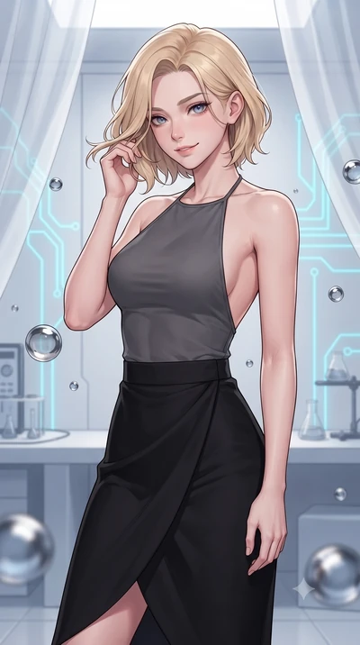score_9, masterpiece, best quality, ultra-detailed, high-budget anime keyframe, gorgeous anime illustration, with clean line-art and distinct ink outlines, Caucasian woman, strictly human ears. close-up cowboy shot from the waist and thighs up, the c