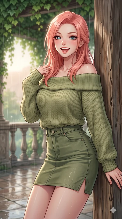 score_9, masterpiece, best quality, ultra-detailed, high-budget anime keyframe, vibrant anime aesthetic, Japanese woman. close-up cowboy shot from the waist and thighs up, the character dominates the composition, filling the frame with her large pres