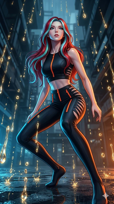 score_9, masterpiece, best quality, ultra-detailed, high-budget anime keyframe, Caucasian woman, strictly human ears. low angle full-body shot filling the entire 9:16 frame with her statuesque presence, stretching the vertical silhouette. dodging eth