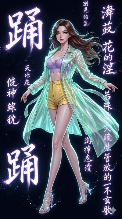 score_9, masterpiece, best quality, ultra-detailed, high-budget anime keyframe, editorial fashion photography, tasteful artistic composition, Korean woman. low angle full-body shot from head to toe showing her feet, filling the entire 9:16 vertical f