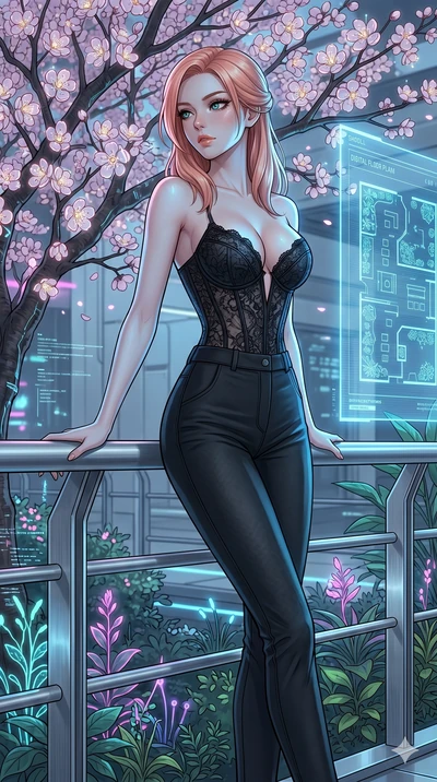 score_9, masterpiece, best quality, ultra-detailed, high-budget anime keyframe, editorial fashion photography, tasteful artistic composition, Japanese woman. cowboy shot from the thighs up, character and outfit filling the frame for maximum editorial