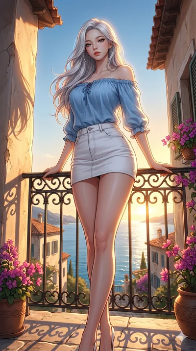 score_9, masterpiece, best quality, ultra-detailed, high-budget anime keyframe portrait, an incredibly beautiful Caucasian anime girl with pale skin anime girl. Dynamic low angle shot filling the frame. She has an absolutely perfect 8-heads proportio