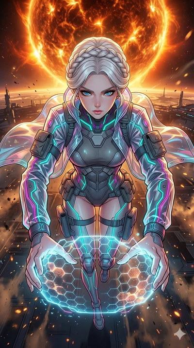 score_9, masterpiece, best quality, ultra-detailed, high-budget anime movie keyframe, cinematic anime lighting, intricate line art, Caucasian (strictly human ears) woman. Extreme high angle shot as she leaps towards the camera, filling the frame. ass