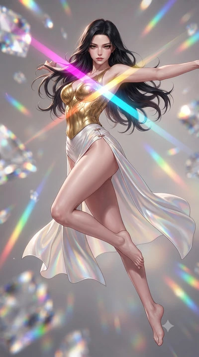 score_9, masterpiece, best quality, ultra-detailed, high-budget anime keyframe, editorial fashion photography, tasteful artistic composition, Korean woman. low angle full-body shot from head to toe showing her feet, filling the entire 9:16 vertical f