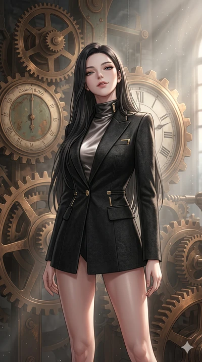 score_9, masterpiece, best quality, ultra-detailed, high-budget anime keyframe, editorial fashion photography, tasteful artistic composition, Korean woman. cowboy shot from the thighs up, character and outfit filling the frame for maximum editorial p
