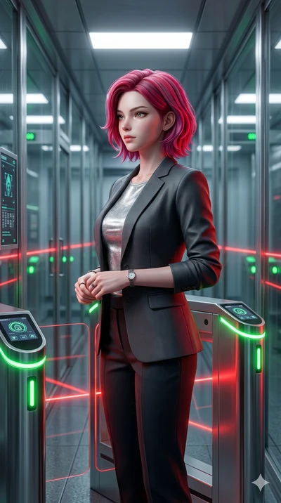 score_9, masterpiece, best quality, ultra-detailed, high-budget anime keyframe, semi-realistic 3D game render, Caucasian woman, strictly human ears. Upper body close-up from the thighs up, character filling the screen for maximum presence. Standing i