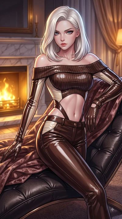 score_9, masterpiece, best quality, ultra-detailed, high-budget anime keyframe, editorial fashion photography, tasteful artistic composition, Caucasian woman. close-up cowboy shot from the waist and thighs up, the character dominates the composition,