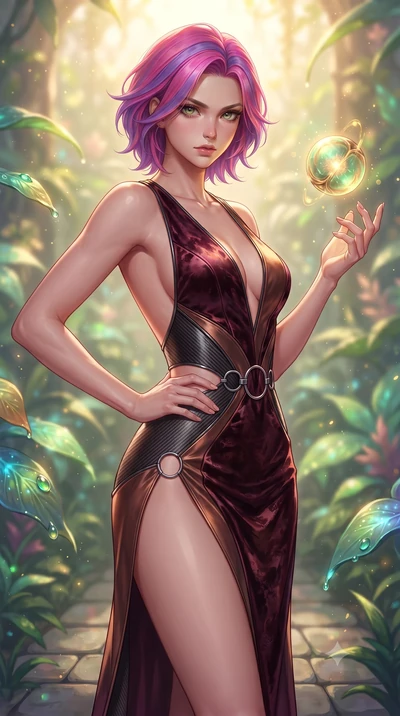 score_9, masterpiece, best quality, ultra-detailed, high-budget anime keyframe, editorial fashion photography, tasteful artistic composition, Caucasian woman. close-up cowboy shot from the waist and thighs up, the character dominates the composition,
