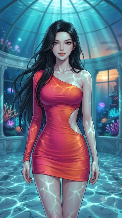 score_9, masterpiece, best quality, ultra-detailed, high-budget anime keyframe, editorial fashion photography, tasteful artistic composition, Korean woman. close-up cowboy shot from the waist and thighs up, the character dominates the composition, fi