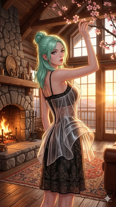 score_9, masterpiece, best quality, ultra-detailed, high-budget anime keyframe, editorial fashion photography, tasteful artistic composition, Japanese woman. cowboy shot from the thighs up, character and outfit filling the frame for maximum editorial