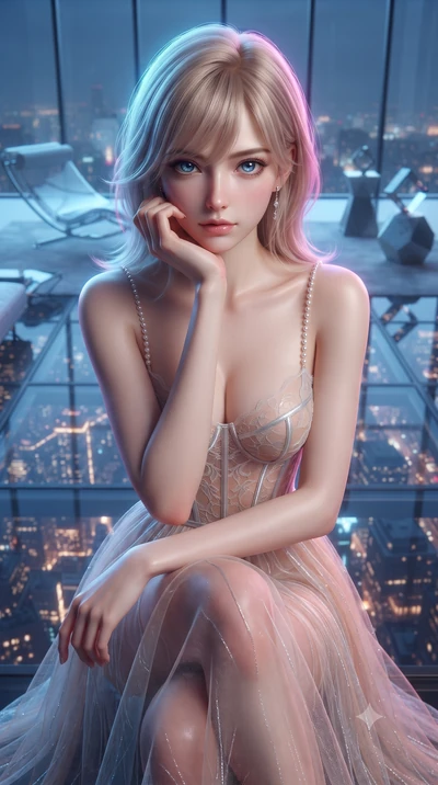 score_9, masterpiece, best quality, ultra-detailed, high-budget anime keyframe, editorial fashion photography, tasteful artistic composition, Japanese woman. close-up cowboy shot from the waist and thighs up, the character dominates the composition, 
