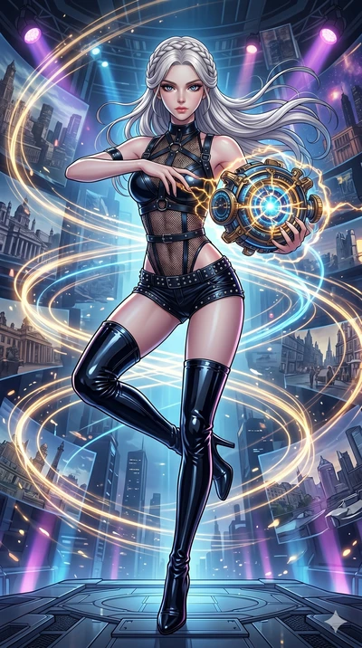 score_9, masterpiece, best quality, ultra-detailed, high-budget anime movie keyframe, cinematic anime lighting, intricate line art, Caucasian (strictly human ears) anime girl. Mid-air action shot capturing a graceful twist and vertical silhouette. ad