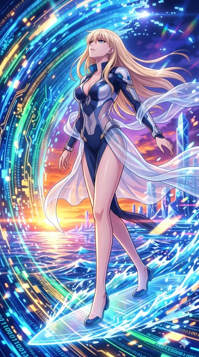 score_9, masterpiece, best quality, ultra-detailed, High-budget Anime Keyframe, vibrant colors, fluid line-art, expressive lighting, cinematic composition, Ufotable-style visual effects, top-tier animation quality, Caucasian woman with pale skin, blo