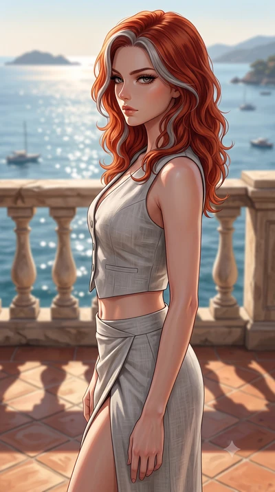 score_9, masterpiece, best quality, ultra-detailed, high-budget anime keyframe, editorial fashion photography, tasteful artistic composition, Caucasian woman woman. close-up cowboy shot from the waist and thighs up, the character dominates the compos