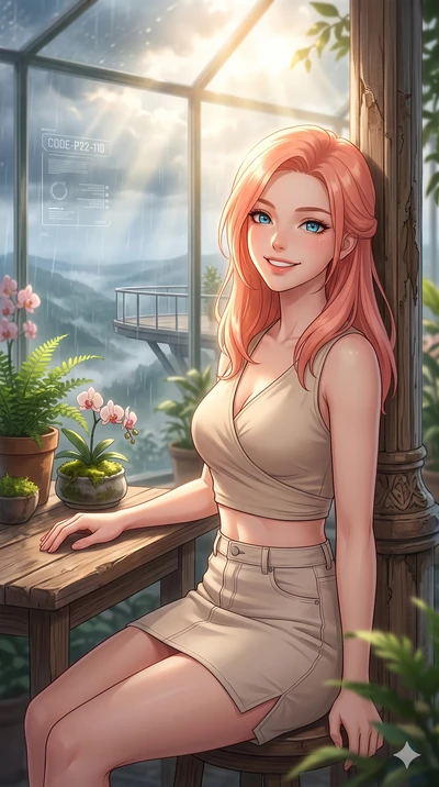 score_9, masterpiece, best quality, ultra-detailed, high-budget anime keyframe, vibrant anime aesthetic, Japanese woman. close-up cowboy shot from the waist and thighs up, the character dominates the composition, filling the frame with her large pres