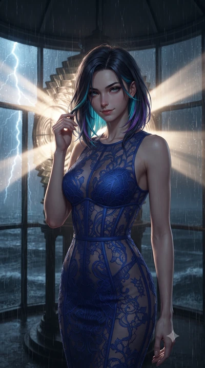 score_9, masterpiece, best quality, ultra-detailed, high-budget anime keyframe, editorial fashion photography, tasteful artistic composition, Caucasian woman, strictly human ears. close-up cowboy shot from the waist and thighs up, the character domin